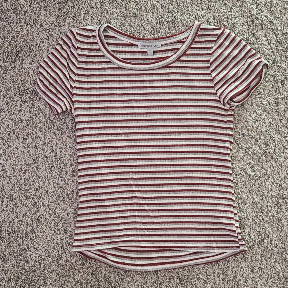 Striped Red White Gray Fitting Shirt